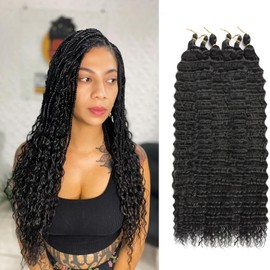 Alaleibaby Ocean Wave Crochet Hair 14 inch Deep Wave Crochet Hair 6packs Deep Wave Braiding Extensions Ocean Wave Braiding Hair for Black Women