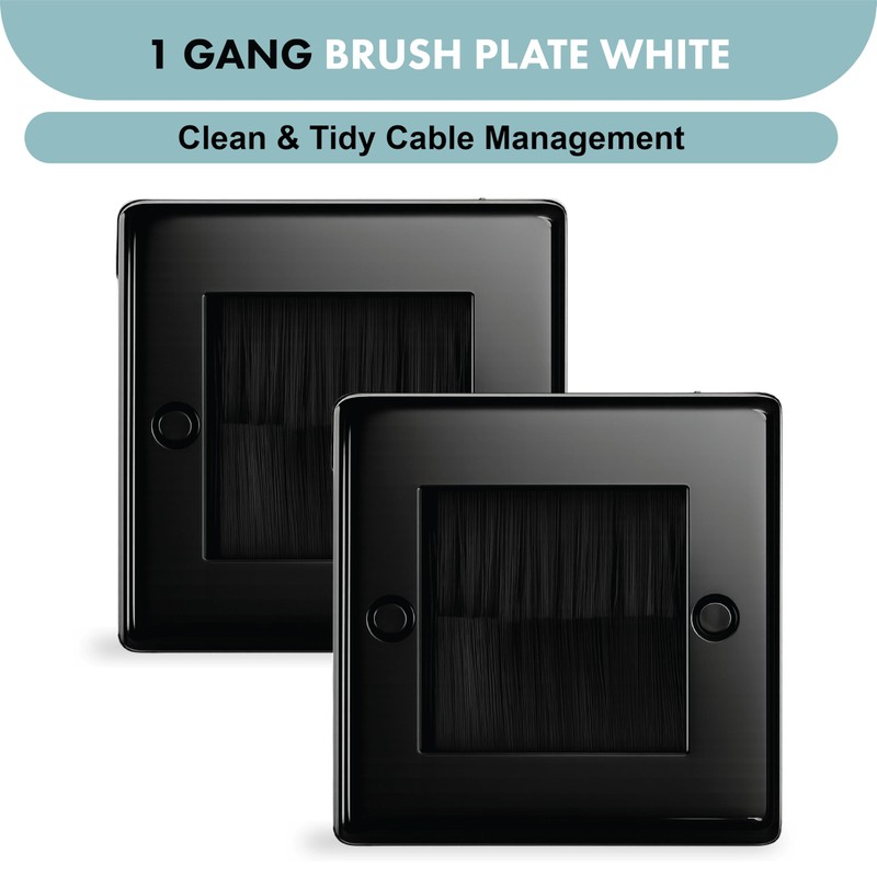Evoges Black Brush 1 Gang Wall Outlet Entry Plate (1)