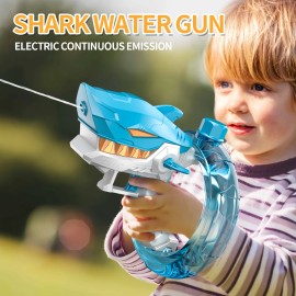 Electric Shark Water Gun Automatic Blue Pistol Blaster Soaker Squirt Guns 300ML Pool Beach Toys Summer Swimming Play for KidsColor: Blue