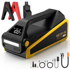 NEXPOW AP1 Jump Starter with Air Compressor, 4000A Car Battery Booster Pack with 150PSI Digital Tire Inflator, 12V Auto Jump Box (All Gas/10L Diesel Engine) with PD60W Quick Charge Port, LCD Display - Color: Black
