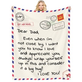 Gift for Dad from Daughter Son, Dear Dad Blanket for Father's Day, Throw Blankets Anniversary Birthday Super Soft Flannel Throw Blankets for Christmas Valentines Day for Bed Couch(50’’x60’’)