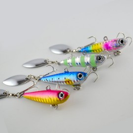 Spin Tail Jigs, 1.1 oz (30 g), Set of 4 Metal Jigs, Sea Bass, Flounder, Magota, Blue