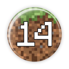 14 14th Birthday - Inspired by Mine Crafting Crafts Video Game Gaming Gamer Birthday Badges Pin Button Badge - Large 76 mm