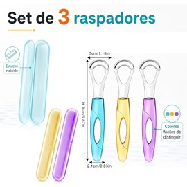 Raspador de Lengua de Acero Inoxidable - Set de 3 Piezas con Estuche