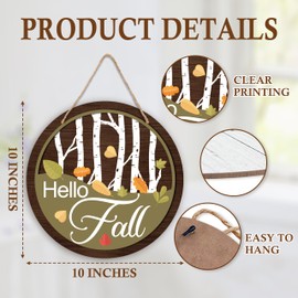 Welcome Sign For Front Door, Hello Fall Sign, Thanksgiving Gifts, Autumn Themed Round Wooden Sign House Decor, Fall Door Decor, Fall Welcome Door Sign, Farmhouse Front Door Porch Hanging Sign -31