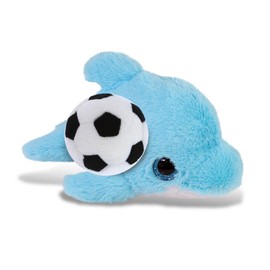 DolliBu Big Eye Blue Dolphin Stuffed Animal with Soccer Ball Plush - Huggable Dolphin Adorable Playtime Plush Toy, Cute Ocean Life Gift, Super Soft Stuffed Doll Animal Toy for Kids, Adults - 8 Inches