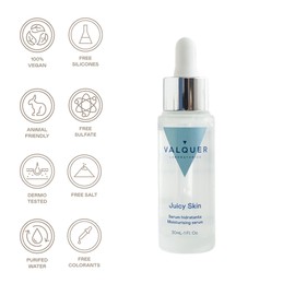 Valquer Laboratories Moisturising Facial Serum With Bamboo Water And Hyaluronic Acid Super Moisturising 98% Natural Ingredients All Skin Types - 30ml