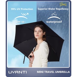 UVANTI Mini Travel Umbrella with Case – Lightweight Sun & Rain Parasol, Compact Pocket Size for Backpack or Purse, UV Protection for Kids, Girls, Boys, and Women – Small Folding Travel Essential