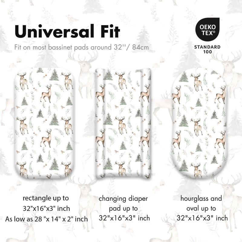 Gllquen Baby Bassinet Crib Sheets Set, Breathable Cozy Fitted Mattress
