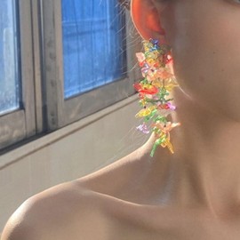 MAQVQLU Flower Earrings for Women Handmade Bohemian Earrings Spring Earrings Summer Seaside Idyllic Holiday Earrings