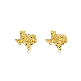 10K Yellow Gold Texas State Nugget Stud Earrings