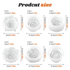6PCS Silicone Candle Molds Set - Rose & Flower Design | Perfect for Soy Wax DIY Candles Resin Soap Making & DIY Crafters