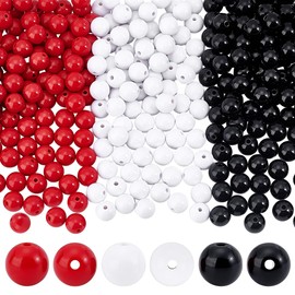 PH PandaHall 560pcs Acrylic Beads 12mm Craft Beads Round Beads Acrylic Balls Chunky Beads Plastic Spacer Beads Loose Beads for Fishing Jewellery Making DIY Craft Supplies White/Black/Red