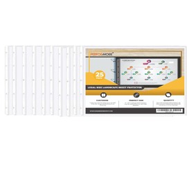 PERFORMORE Pack of 8.5” x 14” Heavyweight Landscape Sheet Protectors, Legal Paper Sleeves, Clear Archival Quality, Horizontal Legal Size Clear Sheet Protectors for Binders Documents (25)