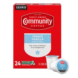 Community Coffee French Vanilla Flavored 24 Count Keurig K-Cup Coffee Pods, Medium Roast, 24 Count (Pack of 1)