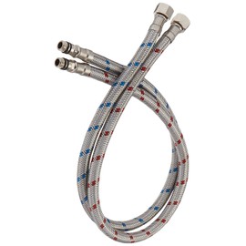 Homevacious 24-Inch Long Bathroom Kitchen Faucet Connector Braided Supply Hose 3/8-Inch Stainless Steel Female Compression Thread x M10 Male Connector 2 Pcs(1 Pair)