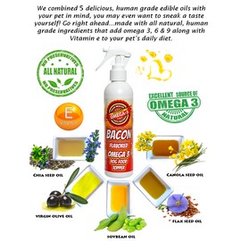 Dry dog food spray Bacon Flavored Omega 3 Dog Food Spray