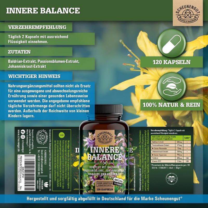 Inner Balance® St. John's Wort Valerian Passion Flower Capsules High