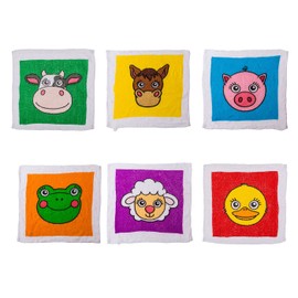 Magic Cotton Towel Magic Cloth Farm Animals Set of 6 for Children 30 x 30 cm Party Bag Gift Idea Children's Birthday Gift Travel 100% Cotton