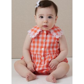 Butterick B7048A Babies' Button-Down Rompers Sewing Pattern Packet, Design Code B7048, Sizes XS-S-M-L