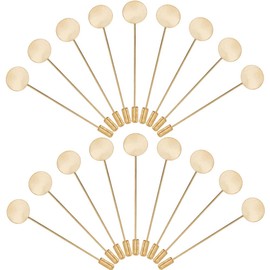 SUNNYCLUE 1 Box of 60 Round Trays Lapel Pin Set Brass Safety Pins Flat Hat Pins Gold Brooch Pins for DIY Suit Tie Hat Scarf