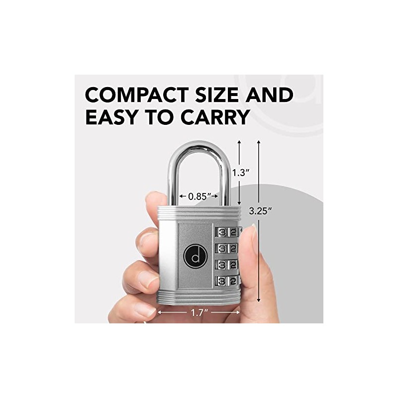 Padlock (2 Pack) 4 Digit Combination Lock - for Gym
