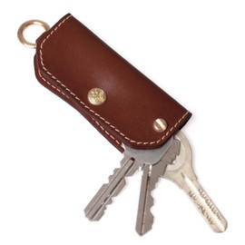HUKURO Mini Key Case, Edge- Men's Tochigi Leather, Compact, Slim, Small, Genuine Leather, Made in Japan, Owl, Braun
