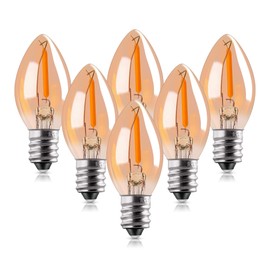 Genixgreen Nightlight Light Bulb, Amber LED C7 Bulb, 4W 5W 6W 7W Equivalent, E12 Candelabra Base Salt Lamp and Led Night Light Replacement Bulb 0.5W Amber Yellowish 2200K 50LM Pack of 6