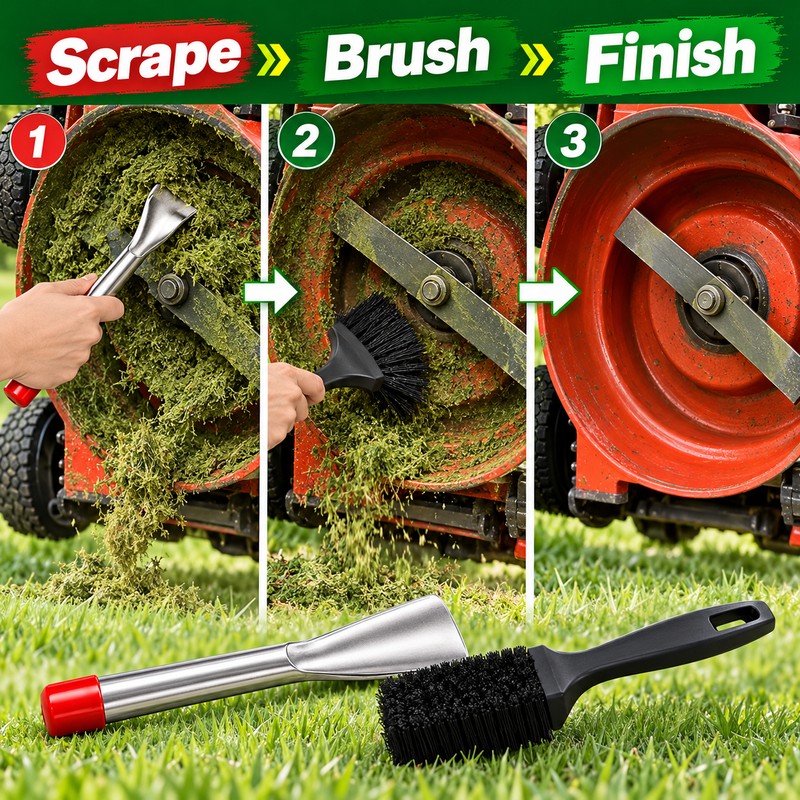 2Pcs Lawn Mower Deck Scraper and Cleaning Brush Set –