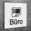 Türschild Büro Weiß Matt Selbstklebend UV Druck 12 x 12cm