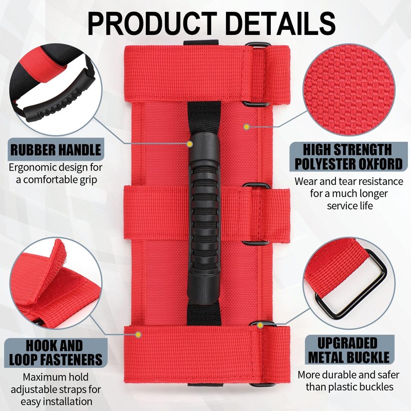 moveland Grab Handles Compatible with Jeep Wrangler Roll Bars (2