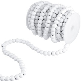 Christmas Wooden Bead Garland Rustic Farmhouse Bead Garland Xmas Tree Bead Ornaments for Christmas Decorations, Total of 26 Feet (White)