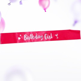 Generic Birthday Girl Sash, Birthday Sash for Girls, Birthday Girl Sash for Women, Birthday Gifts for Women, Red and Silver Birthday Party Decorations and Supplies