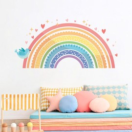 Rainbow Anime Wall Stickers, Vinyl Wall Decals Peel and Stick, Removable Wall Murals Nature Wall Decor for Bedroom Living Room Nursery Classroom