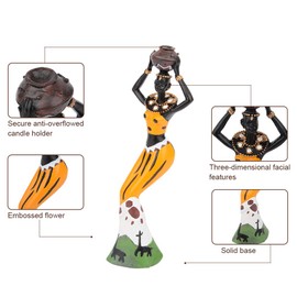 CYYKDA 3PACK Vintage African Statue. Hand Sculpture African American Figurines. Exotic Tribal Lady African Art Piece for Home Decor. Figurines Home Decor. Room Decor for Women-Yellow