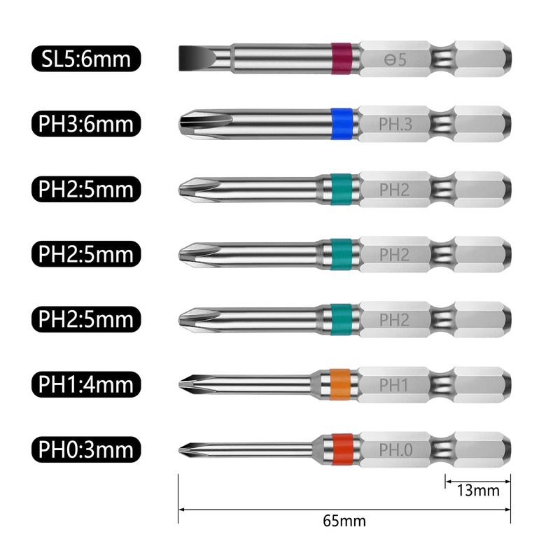 OIENNI Phillips Bit Screwdriver Bit Set, 7 Pieces, 2.6 inches
