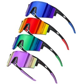 DioKiw 4PACK Polarized Sport Sunglasses for Men UV Protection Cycling Fishing Sun Glasses Big Frame Mountain Bike Goggles