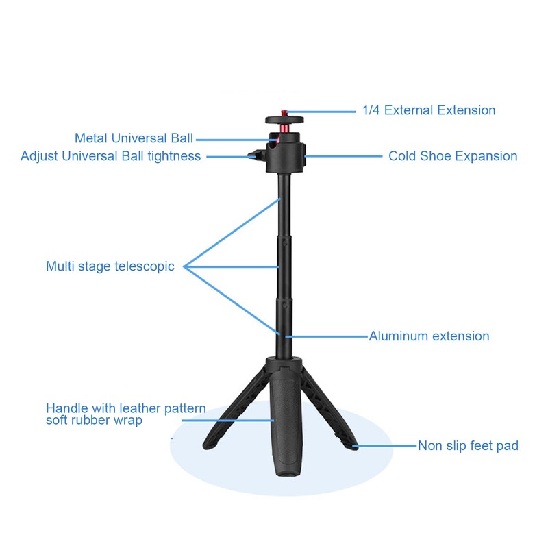 Camera Extension Pole Tripod Aluminum 360 Degree Rotation Extendable 1/4