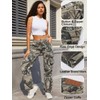 KGYA Unisex Camo Cargo Pants, Multi Pockets Raw Edge Oversized