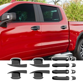 CZmenghe 12PCS Door Handle Cover Compatible with 2019-2025 Chevy Silverado GMC Sierra 1500 20-25 2500 3500 Door Bowl ABS Glossy Black Handle Protector Replacement for 19-25 Silverado Accessories