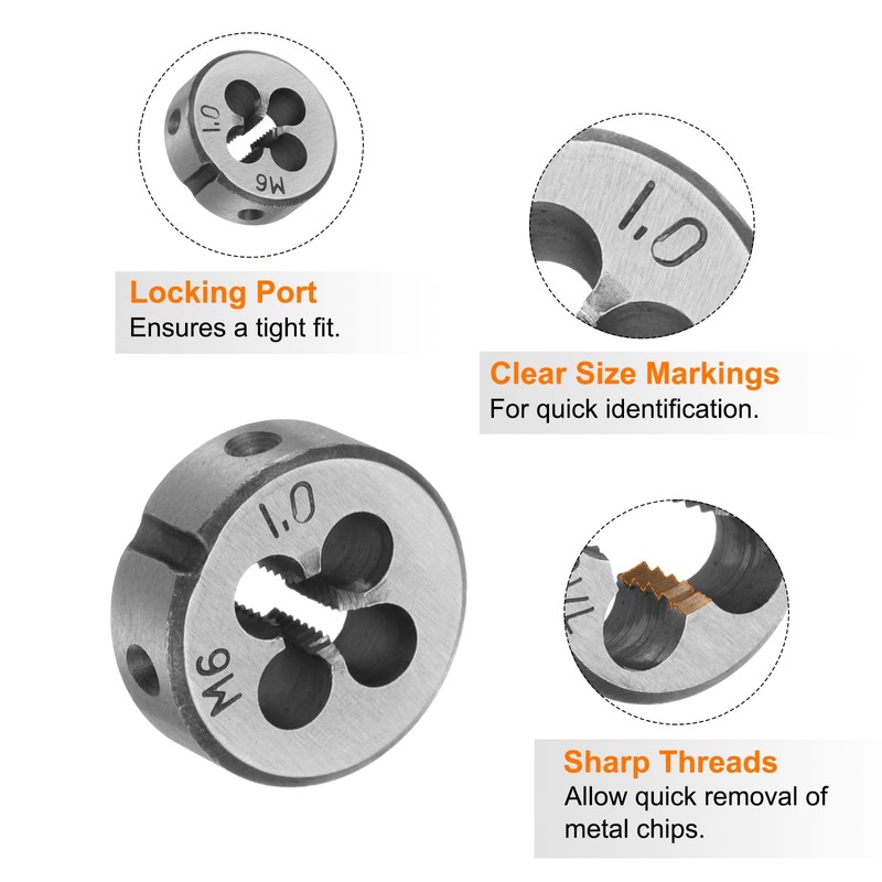 sourcing map 20pcs Metric Tap and Die Set M3-M12 Rethreading