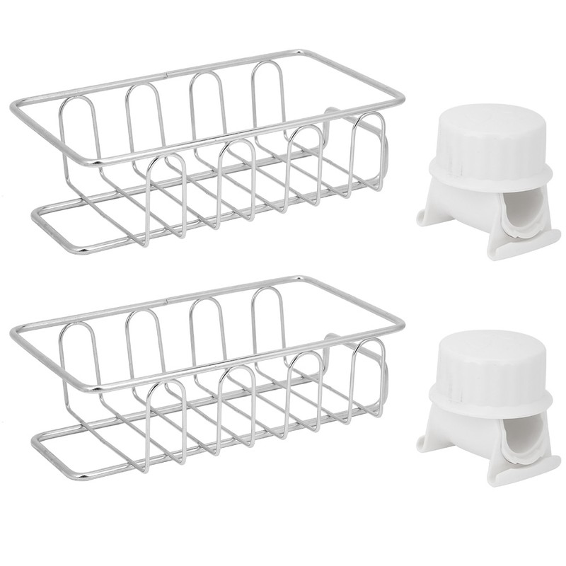 2Pcs Faucet Storage Rack Stainless Steel Sink Caddy Organizer Soap