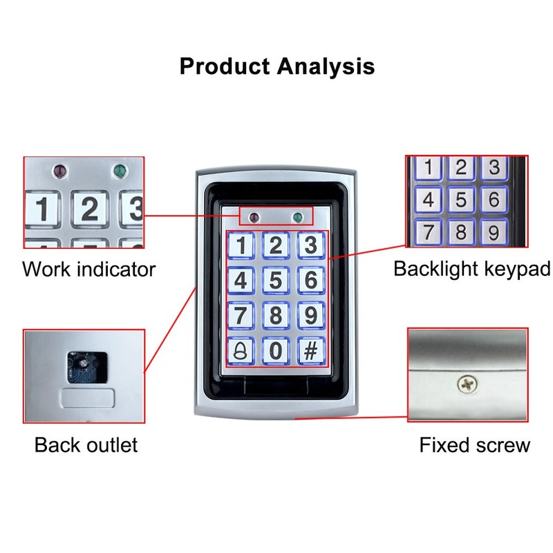 HFeng Door Access Control System Kit Set Metal RFID Keypad