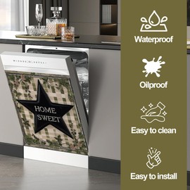 Dishwasher Magnet Cover,Black Star Dishwasher Cover Magnetic Checkered Home Appliances Refrigerator Decorative 23" x 26"
