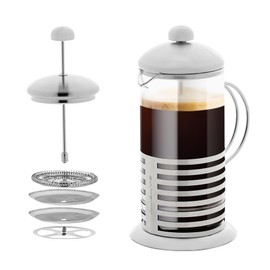 OVENTE French Press Coffee Maker 34oz with 4 Filters System, Silver FSH34S