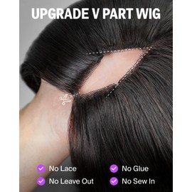 Megalook hair Glueless V Part Wig Human Hair Half Wigs for Black Women Upgrade Upart Curly Human Hair Wig Clip In V part Jerry Curl No Sew In No Leave Out 24 Inch