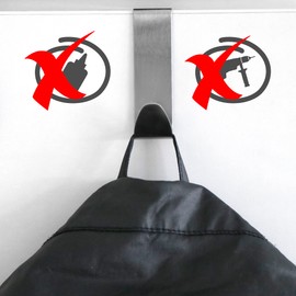 com-four® Stainless steel door hook, clothes hook with foam protection, 7.5 cm.