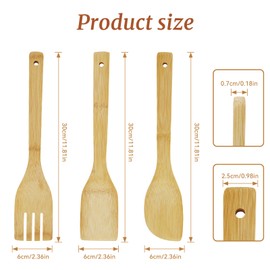 Graplan 3 Stück Pfannenwender Holz, Pfannenwender Set, Küchenhelfer Holz, Hitzebeständig, Antibakteriell, Spatel Kochgeschirr für Schutz vor Kratzer fr Pfanne, Küchenzubehör, Küchenset