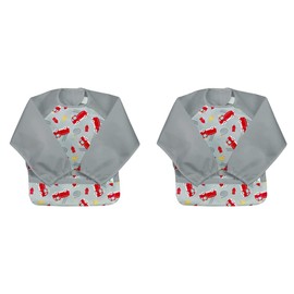 green sprouts Easy-wear Long Sleeve Bib | Waterproof Protection | Flipped Pocket, Soft Material, Easy Clean Smock