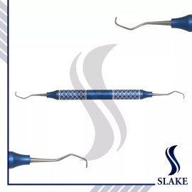 SLAKE 7 PCS Dental Periodontal Gracey Curette Set BLUE TITANIUM by SLAKE